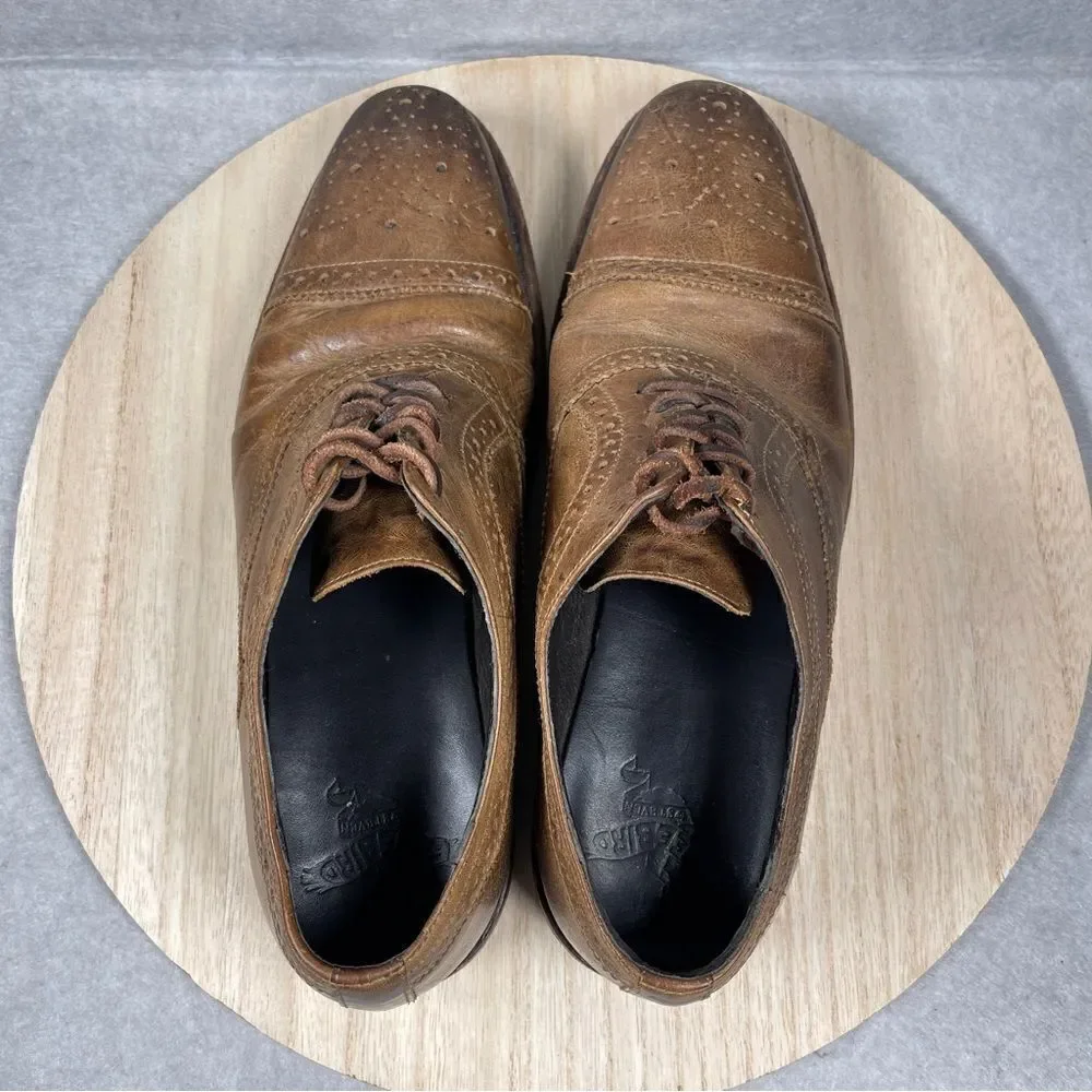 FREEBIRD Mens Steven George Brown Brogue Leather Oxford Wingtip Shoes Size 9